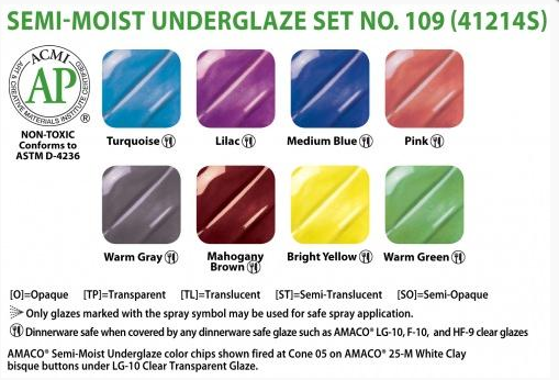 Semi-Moist Underglaze Set 109 - Bray Clay